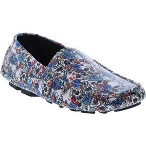 Robert Graham Skull Print Leather Anchor Moccasin Loafers
